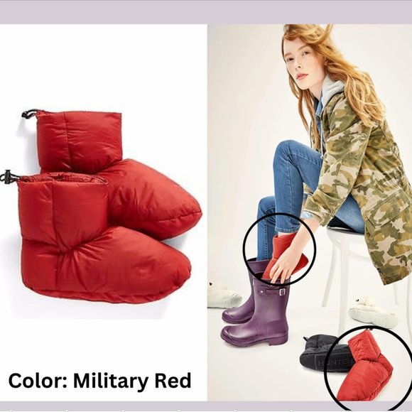 NIB $55 Hunter [ Medium 5 6 7 ] Chelsea Down Insulated Boot Socks Military Red‎ - Picture 1 of 14